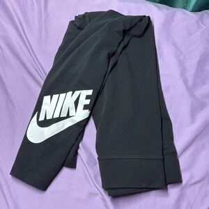 Nike Black and White Leggings with Iconic Swoosh